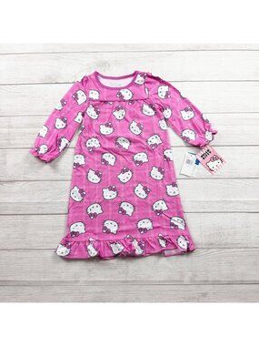 Hello Kitty Pink Long Sleeve Granny Style Nightgown Girls NWT 2T